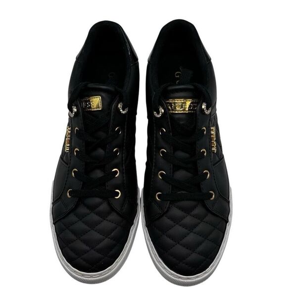 GUESS Loven Quilted Lace-Up Casual Low Top Sneakers Black Size Women’s 10 - Picture 2 of 10